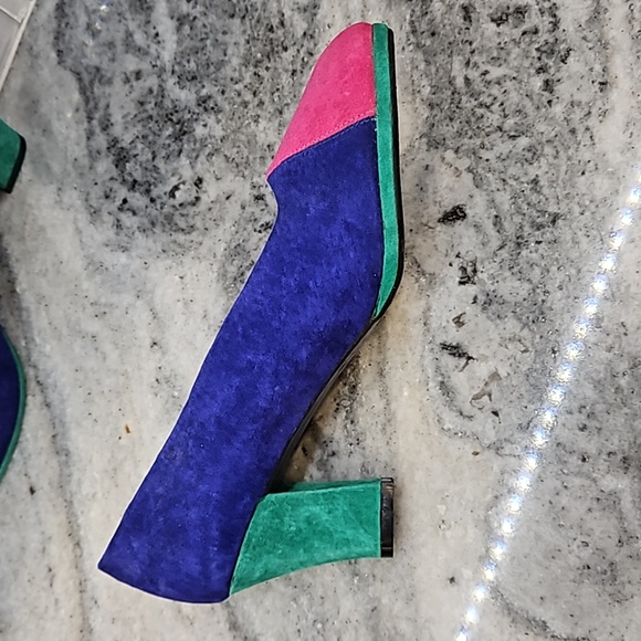 Vintage 80s multi color Retro Multicolor Heels Size 7.5 - Picture 3 of 16